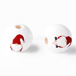 Painted Natural Wood Round Beads&nbsp;WOOD-N006-184