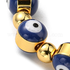 Evil Eye Enamel Link Slider Bracelet with Box Chains&nbsp;BJEW-G675-02G-01