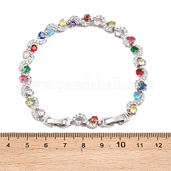 Platinum Tone Brass Micro Pave Cubic Zirconia Tennis Bracelets&nbsp;BJEW-B160-08P