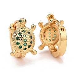 Real 18K Gold Plated Brass Cubic Zirconia Huggie Hoop Earrings&nbsp;EJEW-C012-05