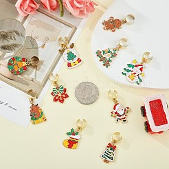 10Pcs Christmas Theme Alloy Enamel Stethoscope Pendant Decorations&nbsp;HJEW-SW00151-12