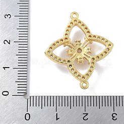 Rack Plating Brass Clear Cubic Zirconia Flower Connector Charms&nbsp;KK-A234-063G