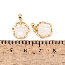 Natural White Shell Paw Print Charms&nbsp;KK-H524-17G