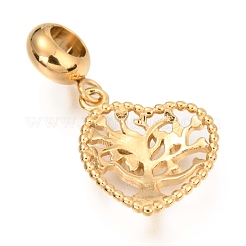 Ion Plating(IP) 304 Stainless Steel European Style Dangle Charms&nbsp;OPDL-L013-52G