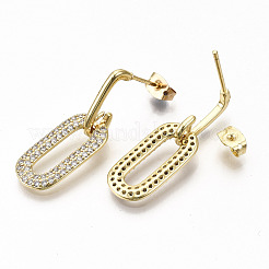 Brass Micro Pave Cubic Zirconia Dangle Stud Earrings&nbsp;EJEW-S208-137B-NF