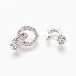 Brass Micro Pave Cubic Zirconia Fold Over Clasps&nbsp;KK-P164-14P