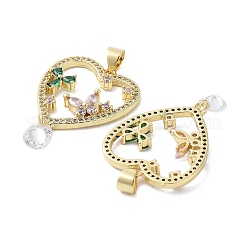 Heart Brass Micro Pave Cubic Zirconia Pendants&nbsp;KK-E102-03G