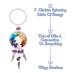 5Pcs 5 Styles Copper Wire Wrapped Natural & Synthetic Gemstone Chip Keychain&nbsp;KEYC-TA0001-21