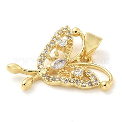 Butterfly Rack Plating Brass Micro Pave Cubic Zirconia Pendants&nbsp;KK-Z074-72G