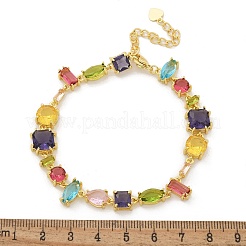 Brass Micro Pave Cubic Zirconia Link Bracelets for Women&nbsp;BJEW-M091-01G