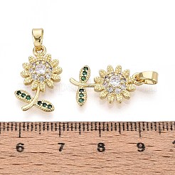 Brass Micro Pave Cubic Zirconia Pendants&nbsp;KK-T071-116G