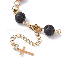 Dyed Natural Lava Rock Round Beaded Bracelet&nbsp;BJEW-JB10005