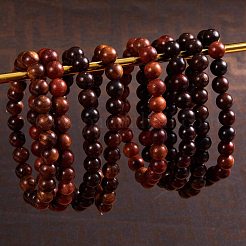 Unisex Natural Wood Beaded Stretch Bracelets&nbsp;BJEW-SZ0001-004