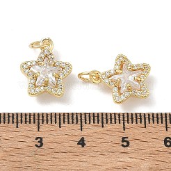Brass Micro Pave Clear Cubic Zirconia Charms&nbsp;CU-CBA9FFD-07G