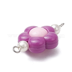 Two Tone Opaque Acrylic & Glass Pearl Flower Connector Charms&nbsp;PALLOY-JF03484-02