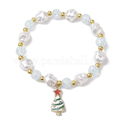 2Pcs 2 Styles Christmas Tree & Deer Alloy Enamel Charm Bracelet Sets&nbsp;BJEW-JB10871
