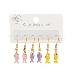 Ocean Series 304 Stainless Steel Enamel Dangle Earrings&nbsp;LS-EJEW-K017-01E-G