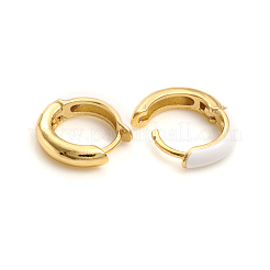 Brass Enamel Huggie Hoop Earrings&nbsp;EJEW-L234-81-G