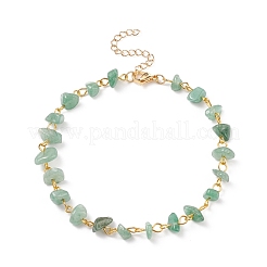 Gemstone Chips Beaded Anklet with 304 Stainless Steel Chains for Women&nbsp;AJEW-AN00497