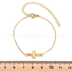 Brass Micro Pave Clear Cubic Zirconia Link Bracelets&nbsp;BJEW-T029-01G