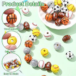 DIY Sports Natural Wood & Jute Cord Pendant Decoration Making Kits&nbsp;WOOD-YW0010-55