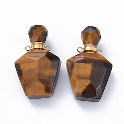 Faceted Natural Tiger Eye Openable Perfume Bottle Pendants&nbsp;G-E564-09E-G