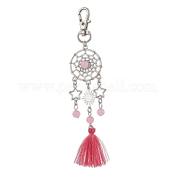 Natural & Dyed Malaysia Jade Bead & Alloy Pendant Decoration&nbsp;HJEW-JM02937-01