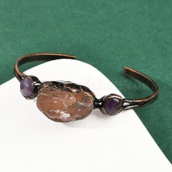 Natural Rose Quartz & Amethyst Cuff Bangles&nbsp;G-B149-16R-06
