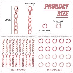 20Pcs 2 Colors Baking Paint Iron Curb Chain Extender & 20Pcs 2 Colors Baking Paint Alloy Open Jump Rings Findings Kits&nbsp;FIND-FS0005-29C