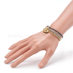 Brass Beads Stretch Bracelets&nbsp;BJEW-JB05952-01