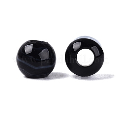 Natural Black Banded Agate(Dyed & Heated) European Beads&nbsp;G-Q607-03A