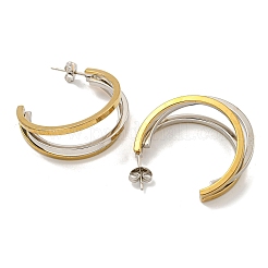 Letter C 202 Stainless Steel Multi Layered Stud Earrings&nbsp;EJEW-H003-13GP-02
