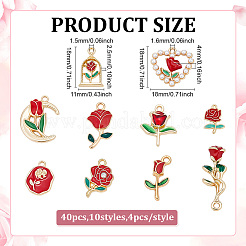 40Pcs 10 Styles Alloy Enamel Pendants&nbsp;ENAM-ME0001-59