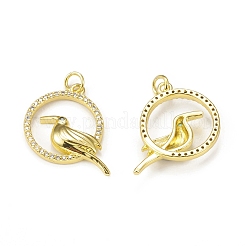 Brass Micro Pave Cubic Zirconia Bird Pendants&nbsp;KK-E068-VB306