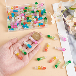 64Pcs 4 Colors Baking Paint Imitation Jade Glass Connector Charms&nbsp;PALLOY-GO00033