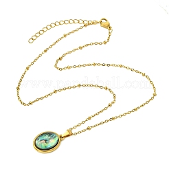 304 Stainless Steel Natural Paua Shell Pendant Satellite Chain Necklaces&nbsp;NJEW-JN06446-01