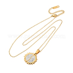 304 Stainless Steel Polymer Clay Rhinestones Sun Openable Pendant Necklaces for Women&nbsp;NJEW-Z065-10G-01