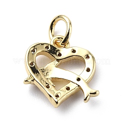 Brass Micro Pave Cubic Zirconia Charms&nbsp;ZIRC-F131-15G