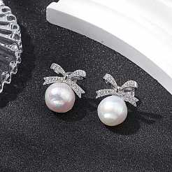 Natural Pearl Ear Studs&nbsp;EJEW-P286-40P
