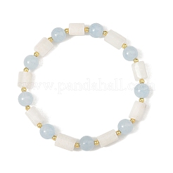 8MM Round Natural White Moonstone and Column Dyed White Jade Beaded Stretch Bracelets&nbsp;BJEW-JB14488