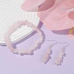 Natural Rose Quartz Chips Beaded Jewelry Set&nbsp;SJEW-JS01232-06