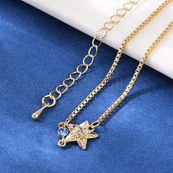 Brass Micro Pave Cubic Zirconia Birthday Flower Link Bracelets&nbsp;BJEW-U031-01G-12