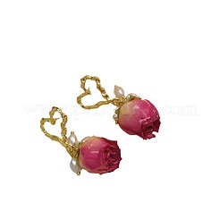 Heart Brass Shell Pearl Dangle Stud Earrings&nbsp;FS-WGDBC6E-02