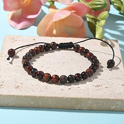 Synthetic Tiger Eye Round Bead Adjustable Braided Bracelets&nbsp;UO3136-16-1