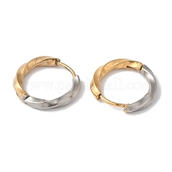 Twist Ring Ion Plating(IP) 304 Stainless Steel Two Tone Hoop Earrings for Women&nbsp;EJEW-L287-060GP