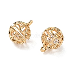Brass Micro Pave Clear Cubic Zirconia Pendants&nbsp;KK-D261-01G-04