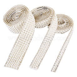 3 Yards 3 Styles Imitation Pearl Hotfix Rhinestone Ribbon Trimming&nbsp;DIY-TA0013-16