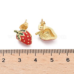 Brass Enamel Stud Earrings&nbsp;EJEW-Q017-04G