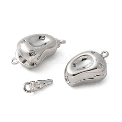 Rack Plating Brass Micro Pave Clear Cubic Zirconia Box Clasps&nbsp;KK-U052-18P