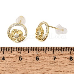 Brass Micro Pave Cubic Zirconia Stud Earrings for Women&nbsp;CU-CBAFF5B-11G